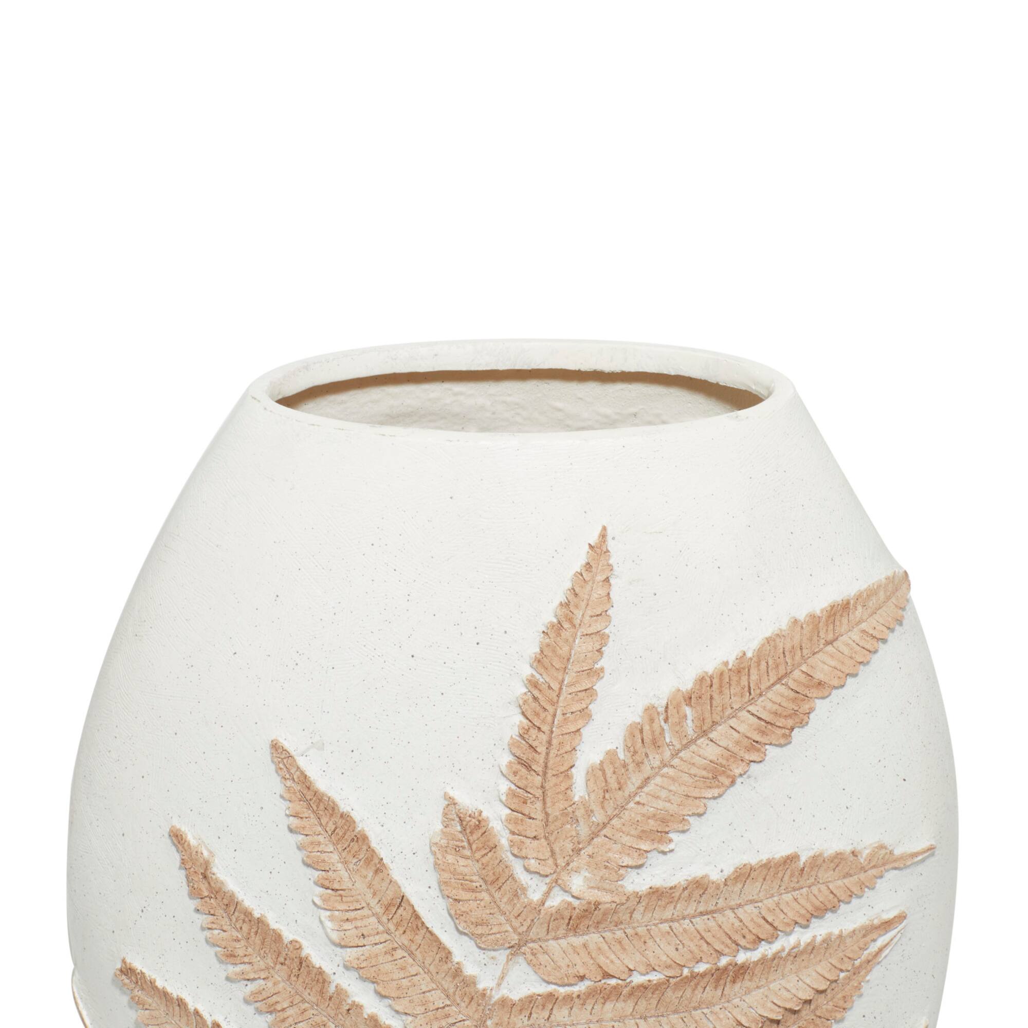 White Polystone Boho Style Vase, 18" x 10" x 6"